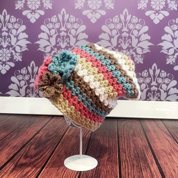 Crochet Striped Slouch Hat - Picture 1 of 4
